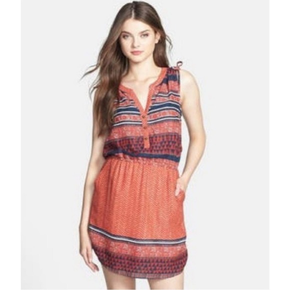 Lucky Brand Dresses & Skirts - Lucky Brand Mandarin Tie Tribal sleeveless dress sz M